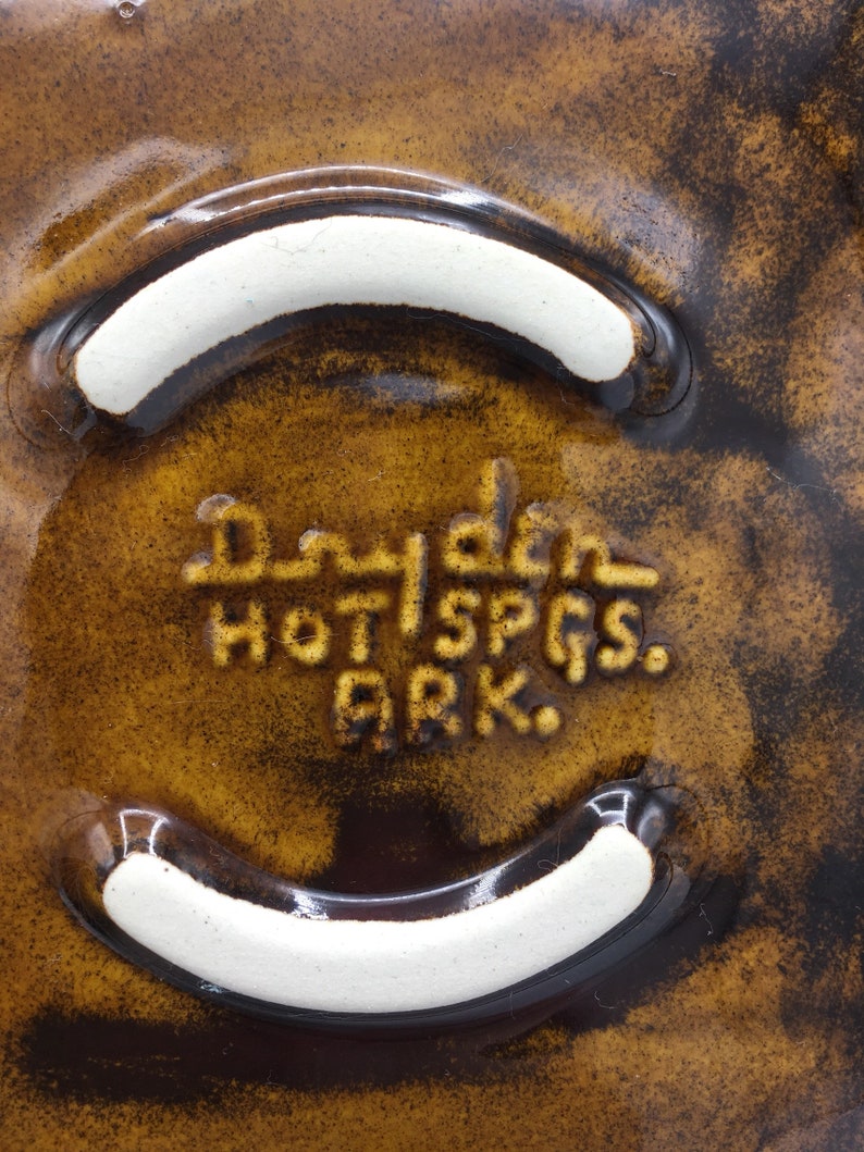 Dryden Pottery Ceramic Blue Brown Drip 10 Dinner Plate Hot Springs Arkansas