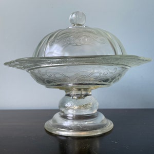 Vintage Indiana Glass Recollection Candy Dish and Lid Recollection Clear Pedestal Candy Dish