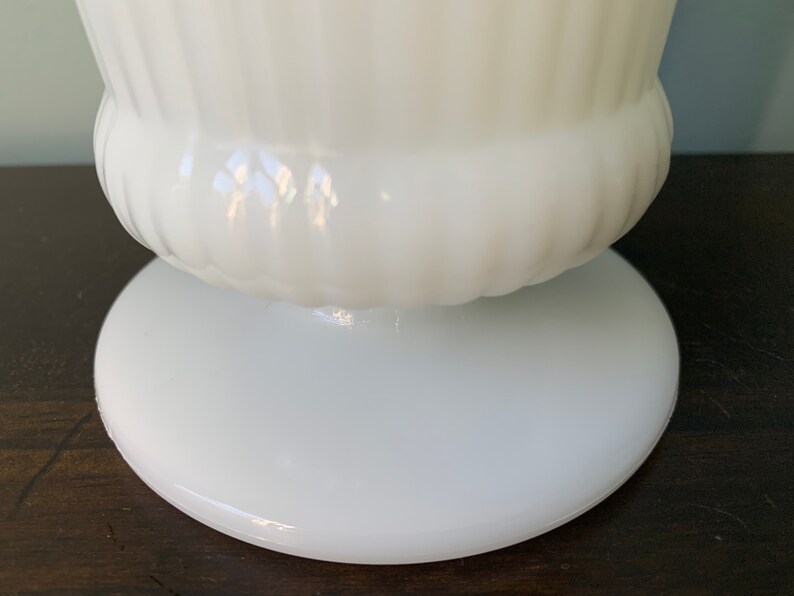 Vintage E. O. Brody White Milk Glass Ribbed Footed Vase Etsy