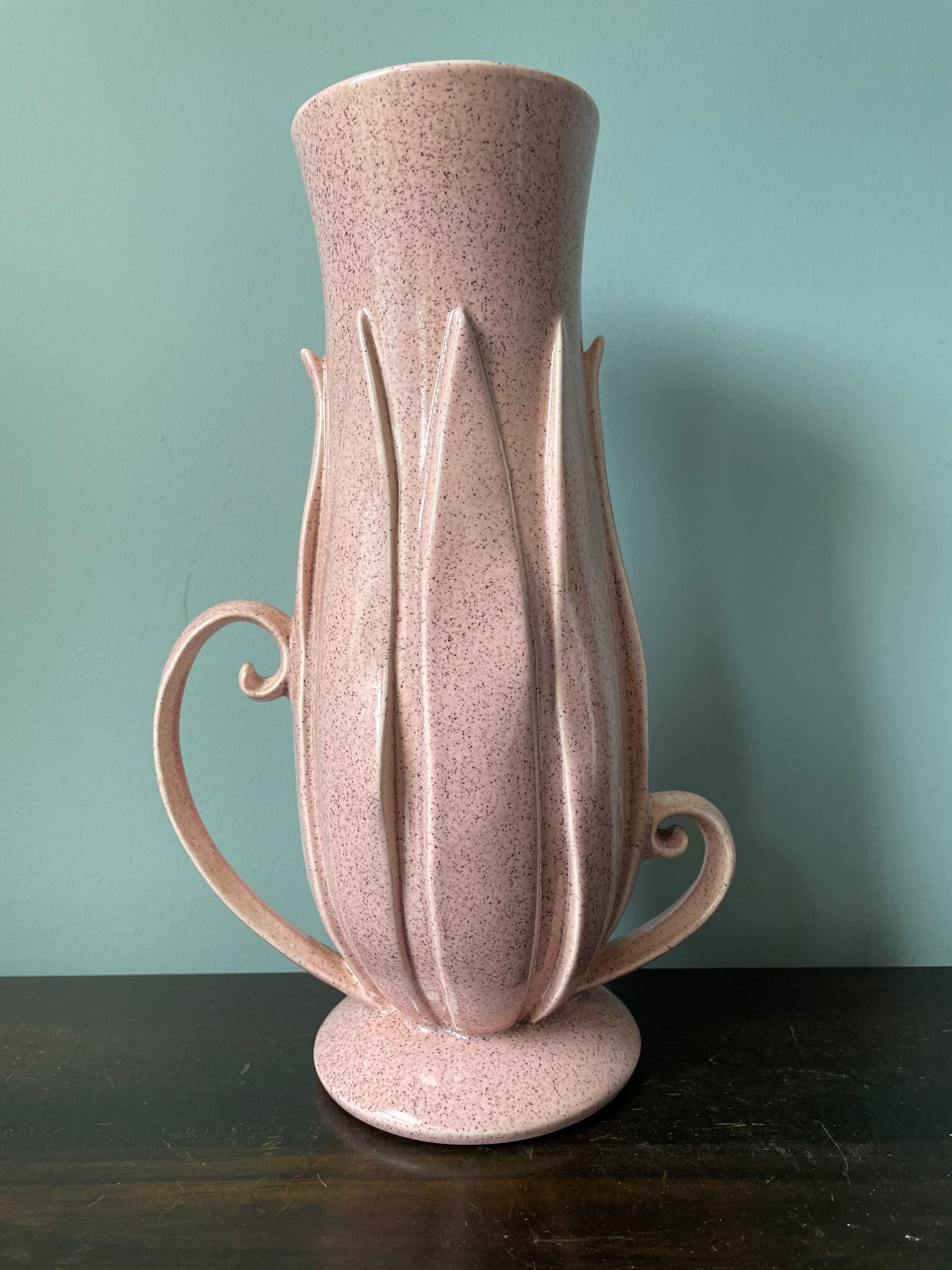 Vintage Red Wing Pottery Vase 1377 Mid Century MCM Pink Speckled
