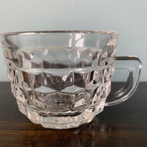 Vintage Fostoria American Clear Glass Punch Cup D Handle Flat Handle Straight Side