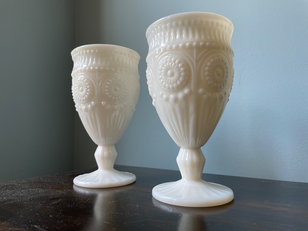 Pioneer Woman Adeline Snow White Milk Glass Water Goblet Footed Pioneer Woman Adeline Snow White Milk Glass Water Goblet Footed