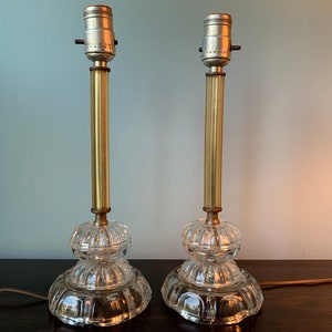Vintage Lamp Boudoir Lamp Night Stand Bedside Lamp Art Deco 1930s Pair Glass Acrylic