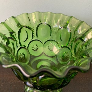 L E Smith Moon and Star Crimped Rim Candy Dish Compote Green - Etsy