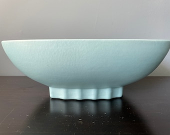 Vintage Haeger Pottery Bowl Rectangular Console Bowl Planter Matte Aqua
