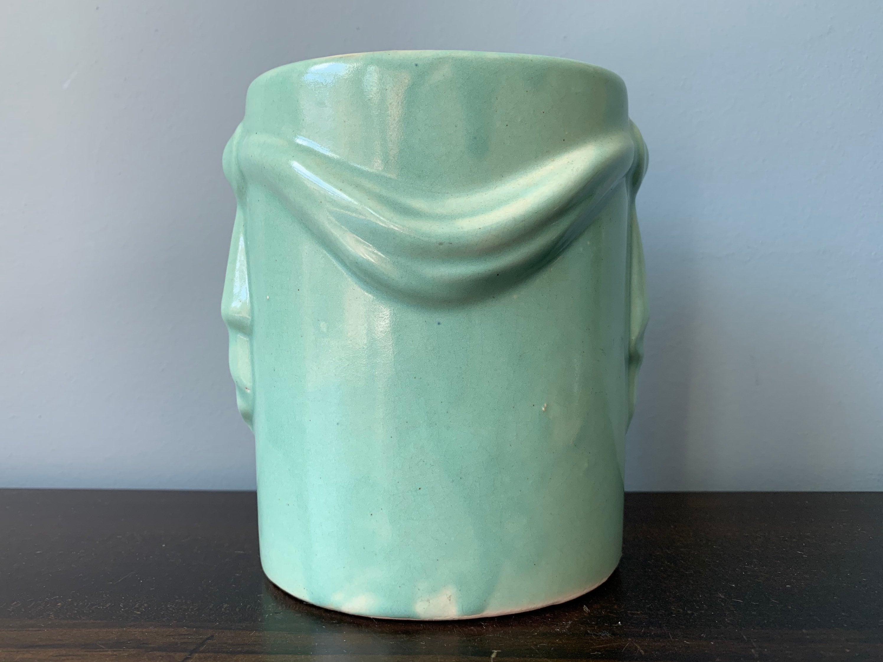 Vintage Abingdon Pottery Oval Vase Swag Draped Knotted Green | Etsy