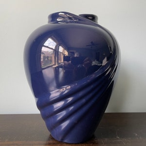 Vintage Haeger Pottery Vase Art Deco Vase Art Deco Revival Blue Gloss
