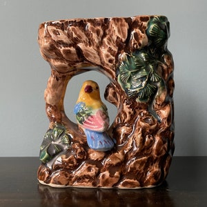 Vintage Bird Vase Tree Pine Tree Florart Japan