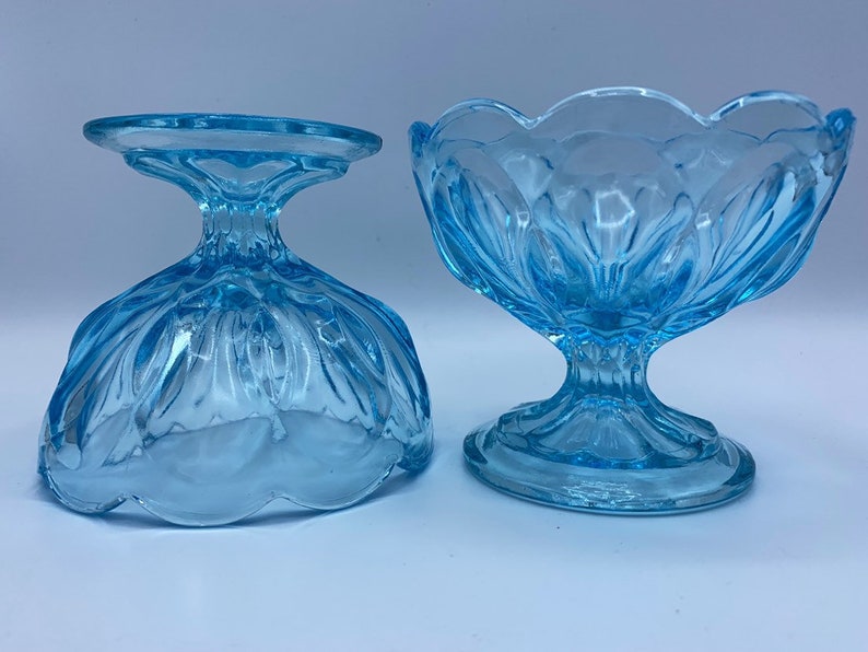 Vintage Anchor Hocking Fairfield Sherbet Dish Footed Bowl Ice Blue