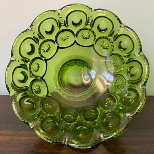 Vintage Green L E Smith Glass Moon and Star Footed Bowl Dish - Etsy