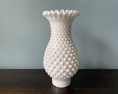 Vintage Fenton White Milk Glass Hobnail Hurricane Shade Chimney