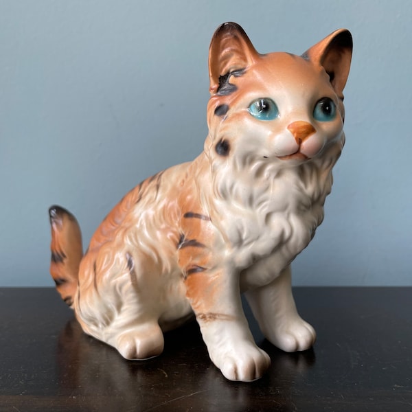 Vintage Kitten Figurine Cat Figurine Lefton Cat Figurine Longhair Tabby