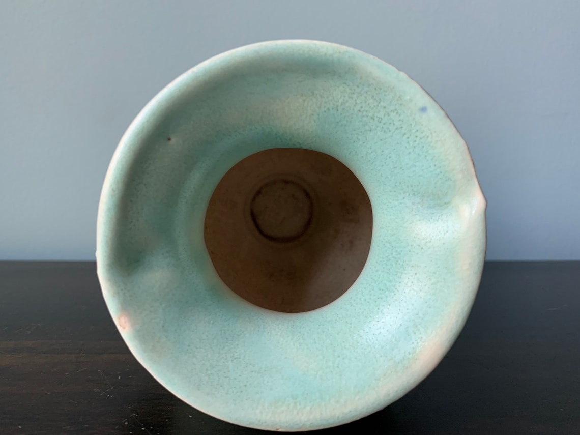 Vintage Pottery Wing Handle Vase Niloak Aqua | Etsy