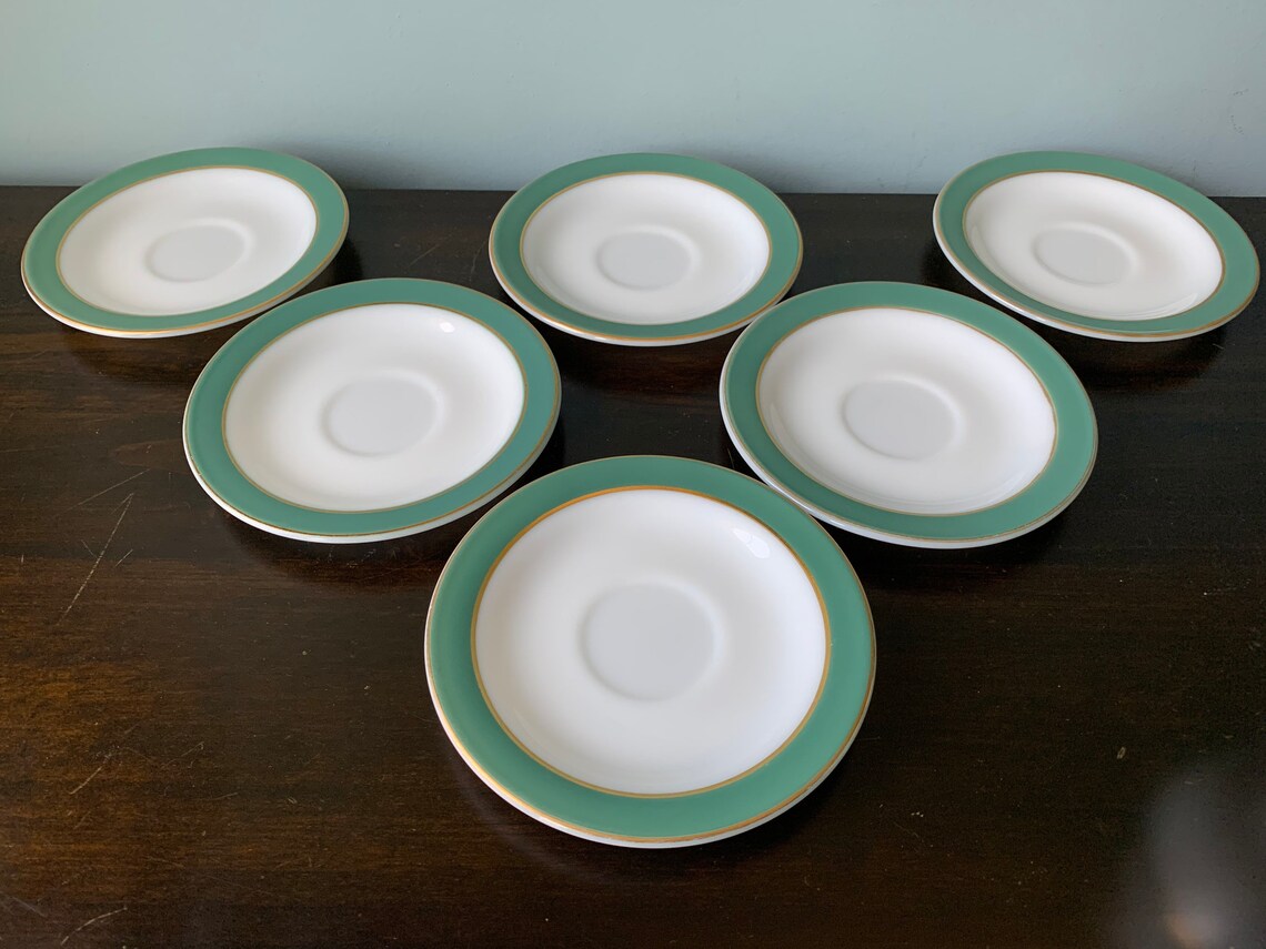 Vintage Pyrex Regency Green Band Dinnerware Gold Detail 36 Etsy