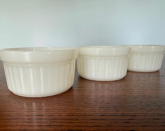 Vintage Anchor Hocking Fire King Custard Cup #1434 Milk Glass Set of 3