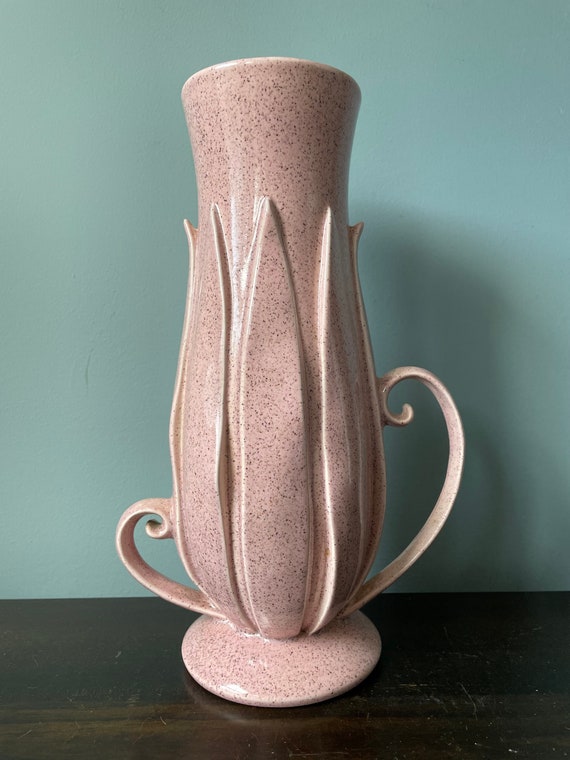 Vintage Red Wing Pottery Vase 1377 Mid Century MCM Pink Speckled