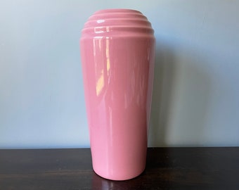 Vintage Pottery Vase Art Deco Vase Art Deco Revival Pink Gloss Haeger