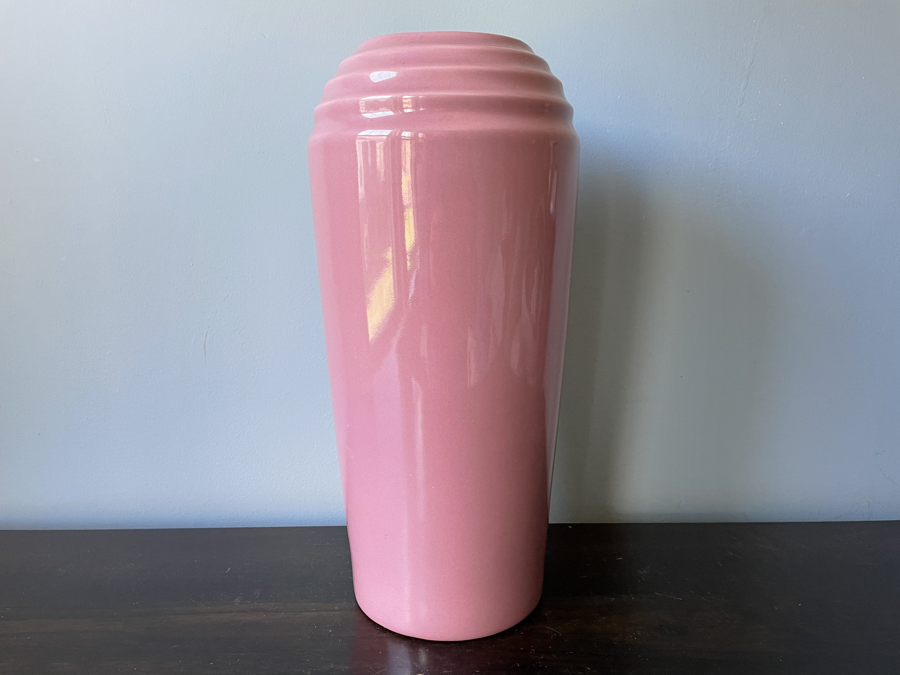 Vintage Pottery Vase Art Deco Vase Art Deco Revival Pink Gloss Haeger