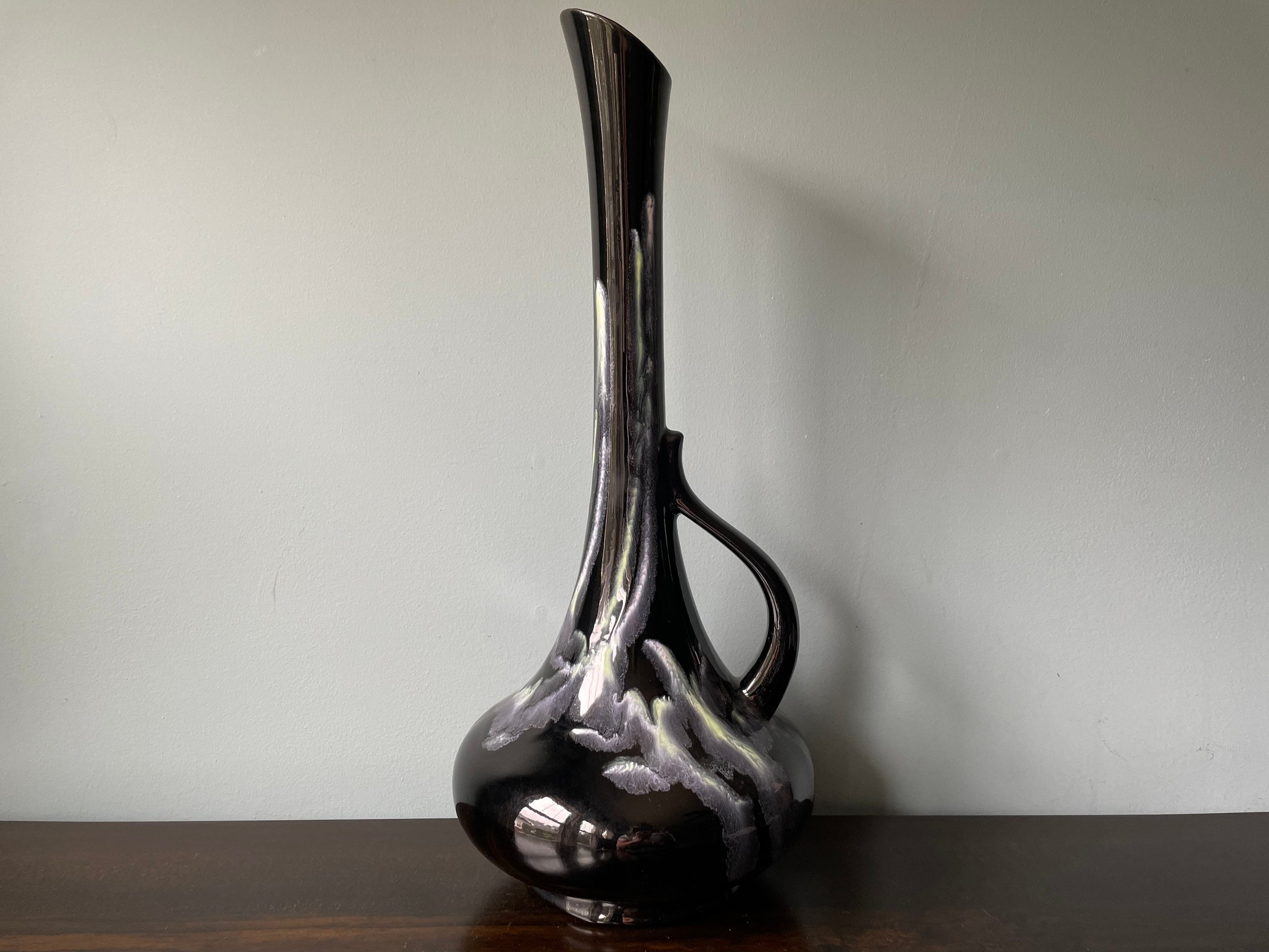 Mid Century Royal Haeger Pottery 480 Vintage Haeger Pitcher 480 Vase Ewer Tall MCM Vintage  Black Drip