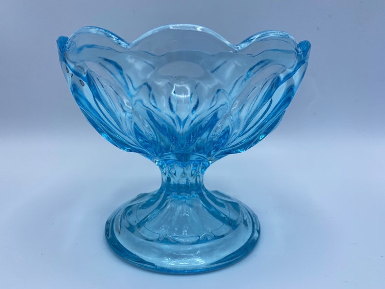 Vintage Anchor Hocking Fairfield Sherbet Dish Footed Bowl Ice Blue
