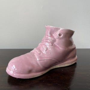 Vintage Pink Ceramic Bootie Planter Pink Pottery Bootie Baby Show