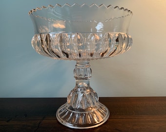 EAPG Compote Cordova by O’Hare Glass Sawtooth Rim Prism Buttress Antique Elegant