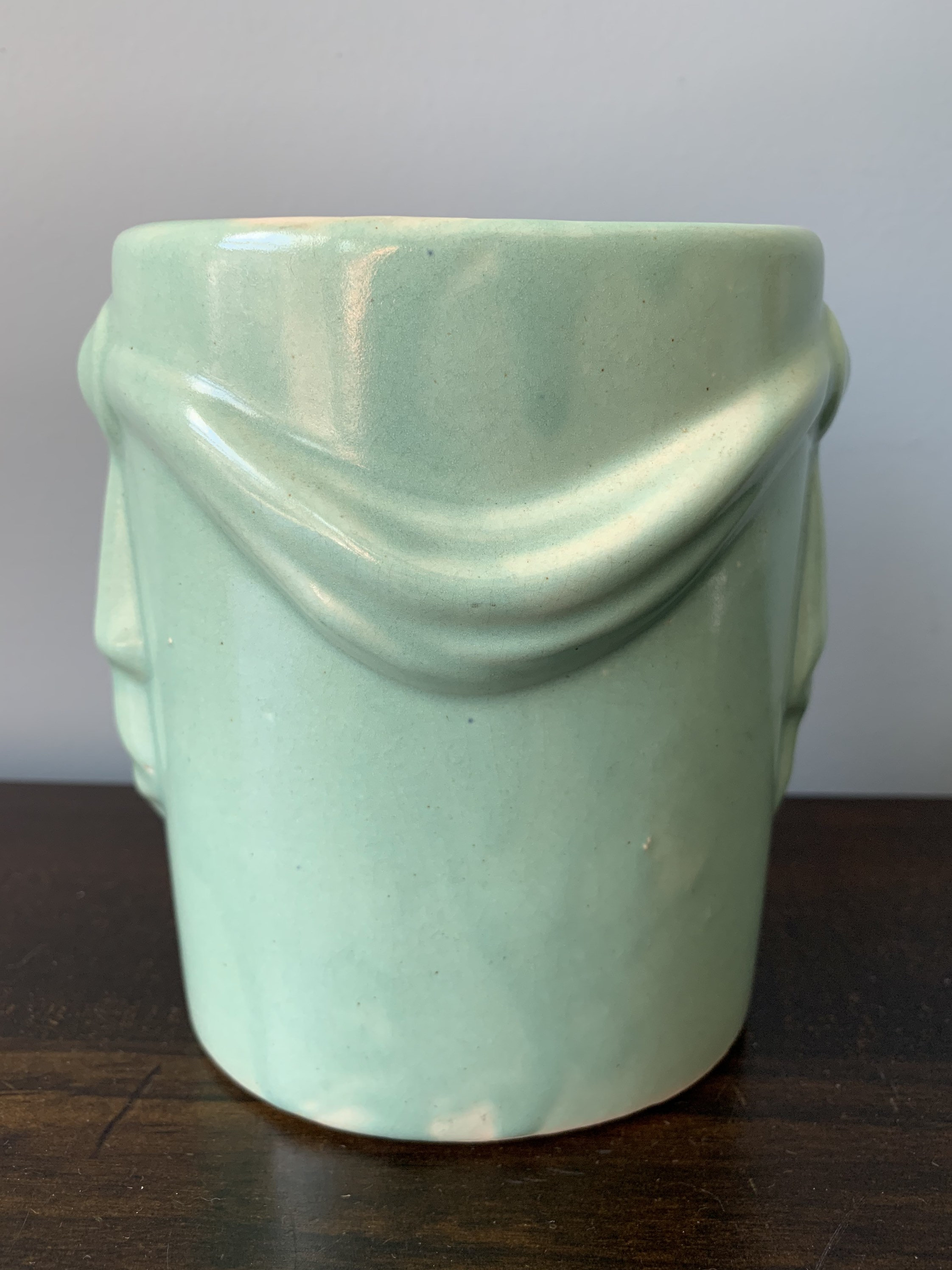 Vintage Abingdon Pottery Oval Vase Swag Draped Knotted Green | Etsy