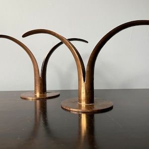 Vintage Ystad Metall Brass Lily Candlestick Holders Ivar Alenius Bjork Brass Candlestick Holders Scandinavian Design Mid Century Pair Set of