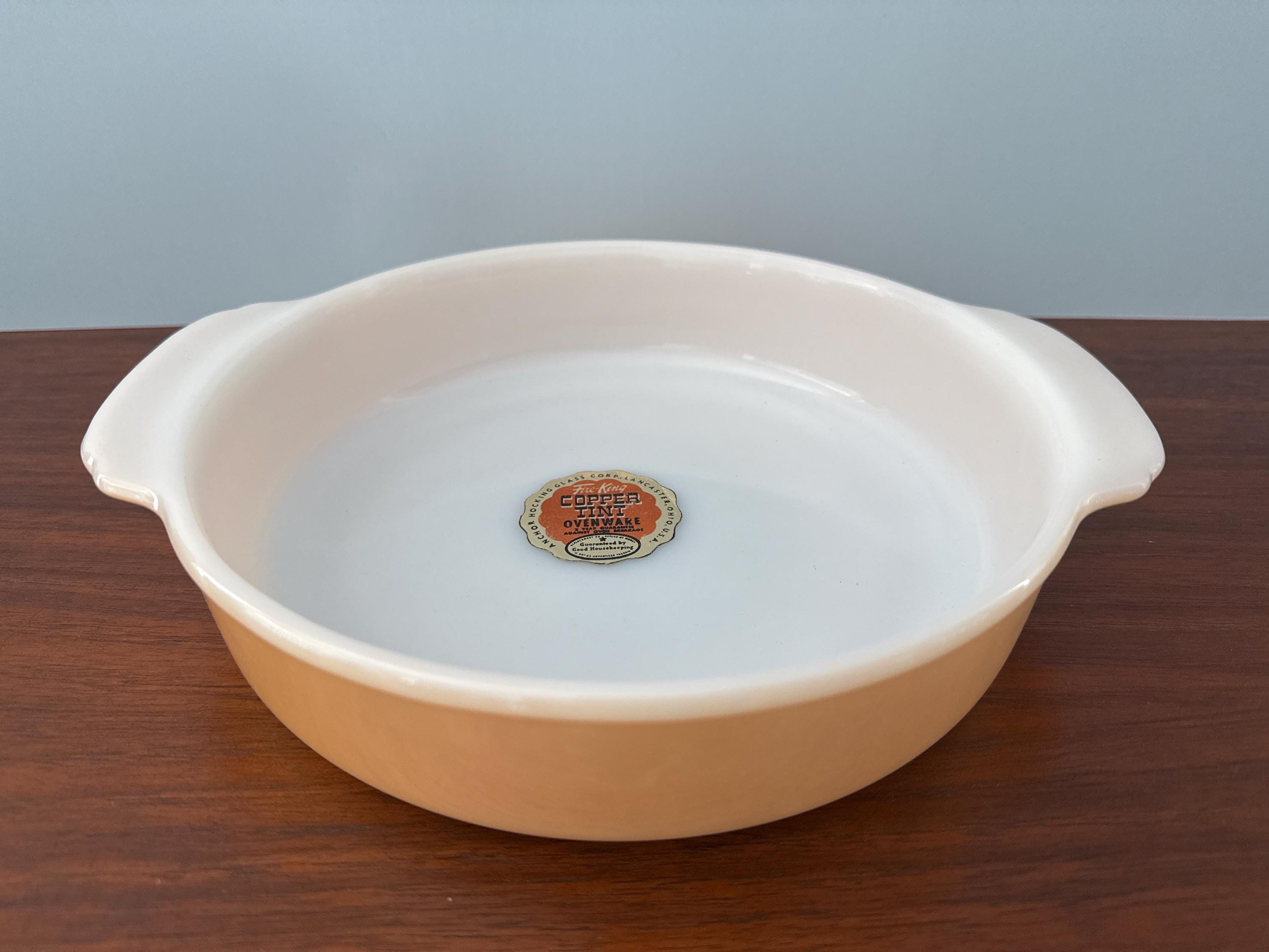 Anchor Hocking Fire King Copper Tint Baking Dish Round 8” Glass