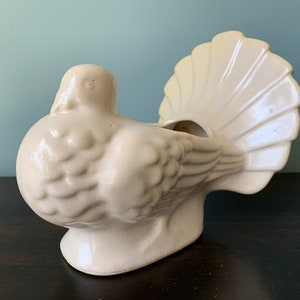 Vintage Pottery Dove Planter Pigeon Ceramic White Matte Glaze