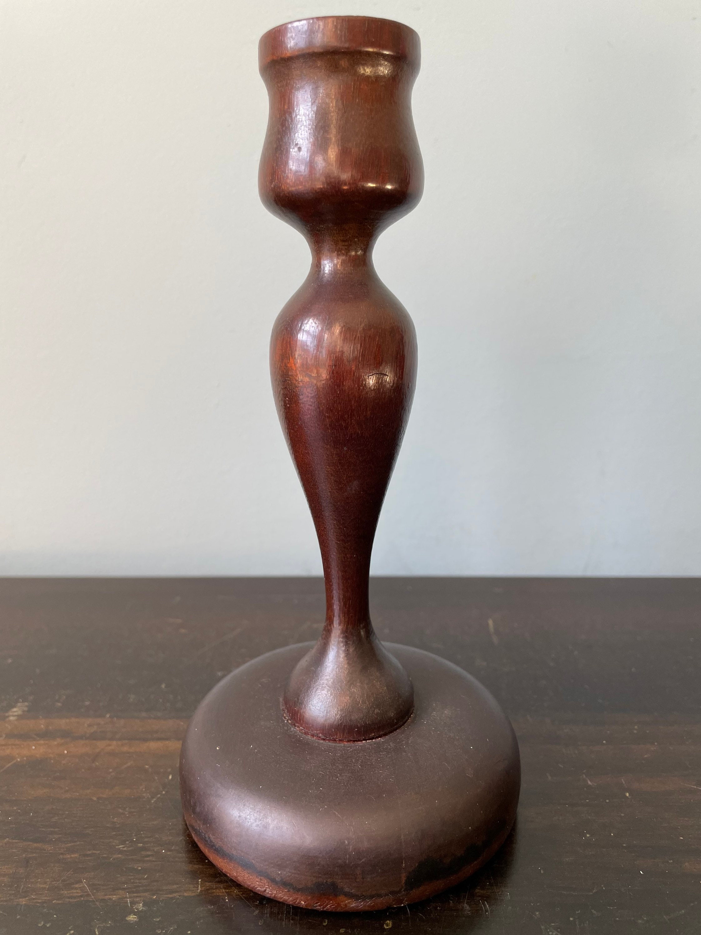 Vintage Wood Candlestick Holder Turned Pair - Etsy