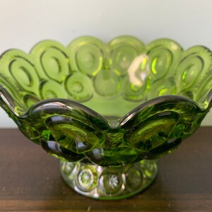 Vintage Green L E Smith Glass Moon and Star Footed Bowl Dish - Etsy