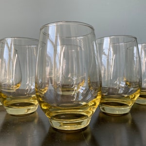 Vintage Libbey Tempo Tumbler 10 oz Roly Poly Drinking Glass Yellow Set of 6