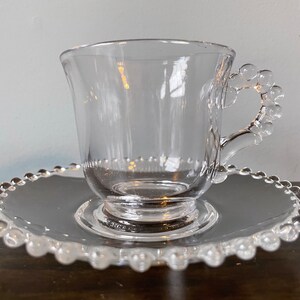 Vintage Candlewick Cup and Saucer Imperial Glass Clear Beads Beaded Balls 1 Cup/1 Saucer Set Coffee Cup Punch Cup