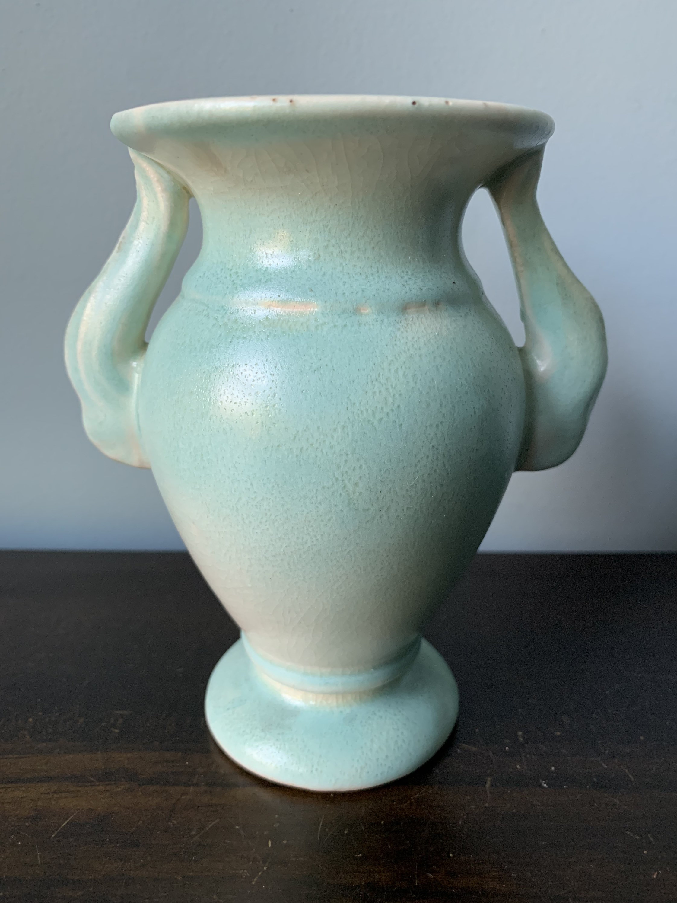 Vintage Pottery Wing Handle Vase Niloak Aqua Etsy