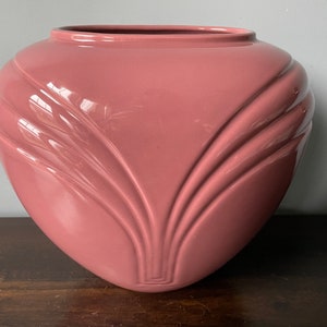 Vintage Haeger Pottery Vase Pillow Art Deco Vase Art Deco Revival Mauve Gloss Large