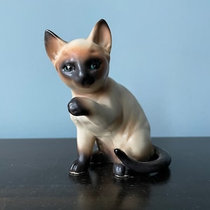 Vintage Lefton China Siamese Cat Planter Siamese Cat with Kitten Planter Siamese Cats
