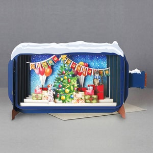 Árbol de Navidad, tarjeta festiva, tarjeta cortada con láser, mensaje 3d en botella, tarjeta emergente, tarjeta de regalo 3d, tarjeta hecha a mano, 3d, tarjeta de regalo