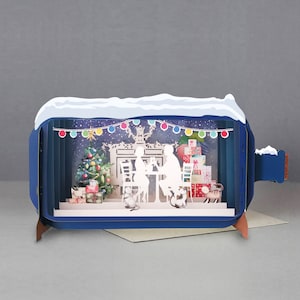 Weihnachten, Liebespaar, festliche Karte, Laser geschnittene Karte, 3D Flaschenpost, Pop-Out-Karte, 3D Geschenkkarte, handgemachte Karte, 3D, Geschenkkarte