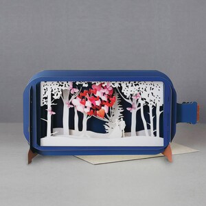 amore,cuori,farfalle,fiori,romanticismo,scena,coppia,biglietto tagliato al laser,messaggio 3d in bottiglia,biglietto pop out,biglietto regalo 3d,biglietto fatto a mano,3d,buono regalo