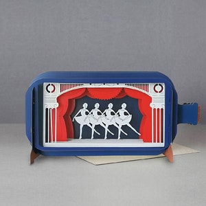 ballet,toneel,theater,dansers,gordijnen,tap,uitvoering,lasergesneden kaart,3D-bericht in fles,pop-outkaart,3D-cadeaubon,handgemaakte kaart,3D-cadeaukaart