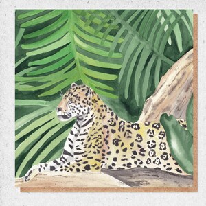 pintura de acuarela de bellas artes, tarjeta encantadora, leopardo, hábitat, tarjeta de cumpleaños, tarjeta de regalo, gracias, tarjeta de amistad, naturaleza, majestuoso, lugares, fauna, árbol