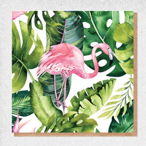 flamenco, pintura de acuarela de bellas artes, bonita, tarjeta encantadora, pájaro colorido, flamenco bonito, tarjeta de cumpleaños, tarjeta de regalo, gracias, tarjeta de amistad