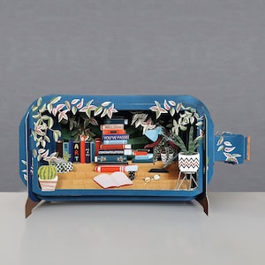 félicitations de votre passage, livres, lunettes, lecture, bravo, carte découpée au laser, message 3D dans une bouteille, carte pop-out, carte-cadeau 3D, carte faite main
