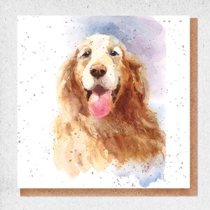 Pintura de acuarela de bellas artes, hermosa tarjeta, perro, mascota familiar, golden retriever, tarjeta de cumpleaños, tarjeta de regalo, agradecimiento, tarjeta de amistad, naturaleza
