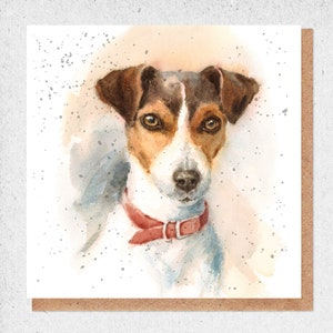 Pintura de acuarela de bellas artes, hermosa tarjeta, perro mascota, tarjeta de perro, tarjeta de cumpleaños, tarjeta de regalo, agradecimiento, tarjeta de amistad