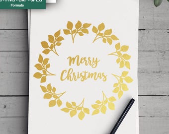 Merry Christmas Wreath SVG, Floral Laurel Wreath SVG, Monogram for Cricut Silhouette, Christmas Design Svg, Wreath Clipart, png dxf jpeg svg