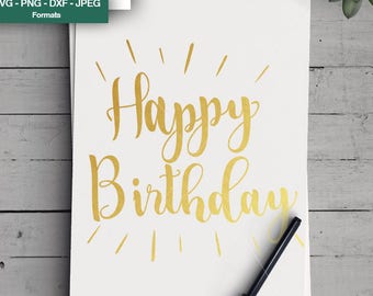 Feliz cumpleaños SVG, Feliz cumpleaños Clipart, Feliz cumpleaños archivo de corte, Cricut, silueta, Feliz cumpleaños imprimible, Svg, Dxf, Png, Jpeg