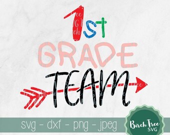 Erste Klasse Team Svg, 1. Klasse Lehrer Svg, erste Klasse Svg, zurück zur Schule Svg, erste Klasse Lehrer Shirt Svg schneiden Dateien Png Dxf Jpeg Svg