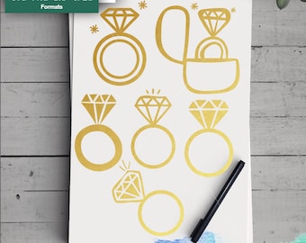 Diamond Ring SVG, Wedding Ring cutting file, Engagement svg, SVG for Cricut Silhouette , printable, png dxf jpeg svg, Wedding ring svg